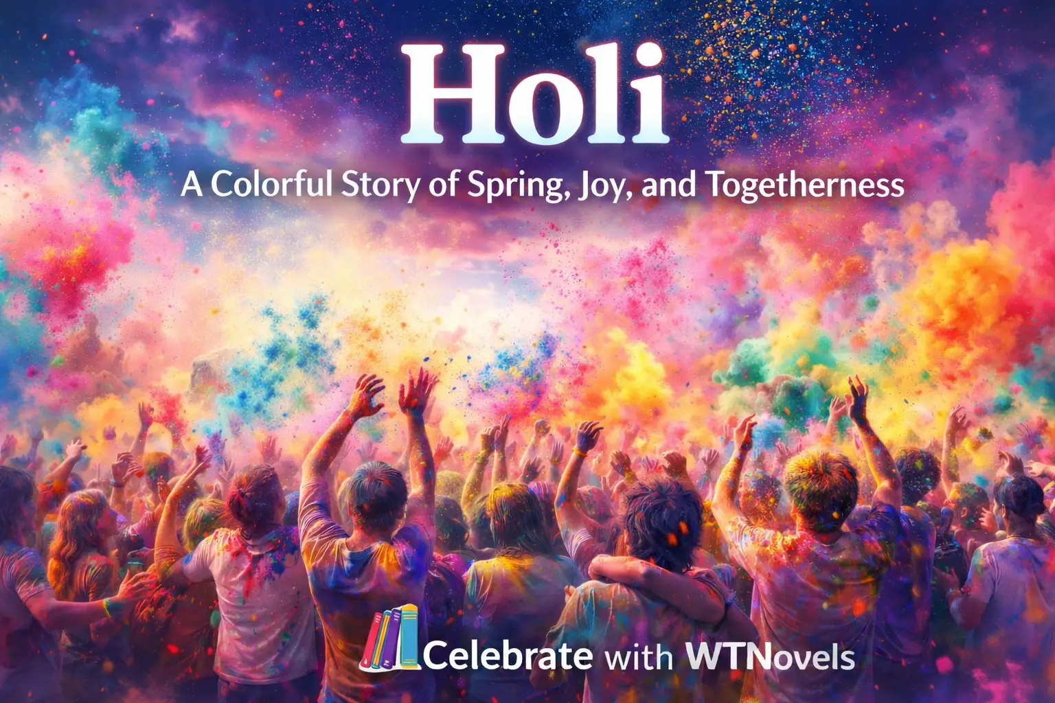 Holi celebration with colorful powder in the air